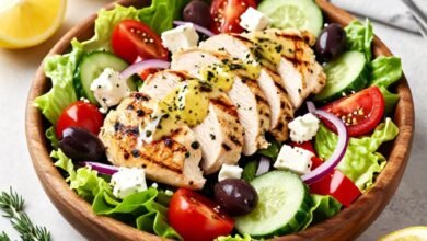 Greek Salad with Grilled Lemon Herb Chicken