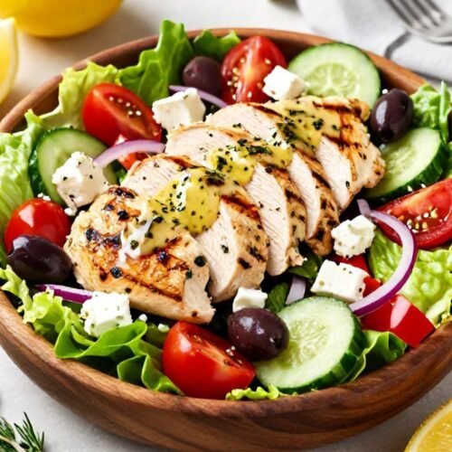 Greek Salad with Grilled Lemon Herb Chicken