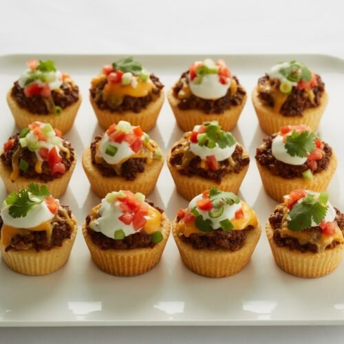 Mini Taco Cupcakes with Zesty Ground Beef and Cheese