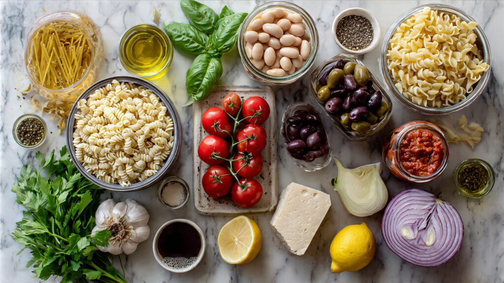 Tuscan White Bean Pasta Salad INGREDIENTS