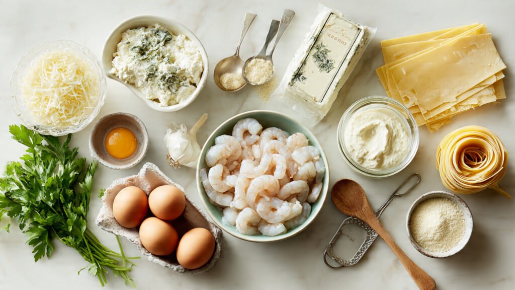 Shrimp and Crab Lasagna ingredients