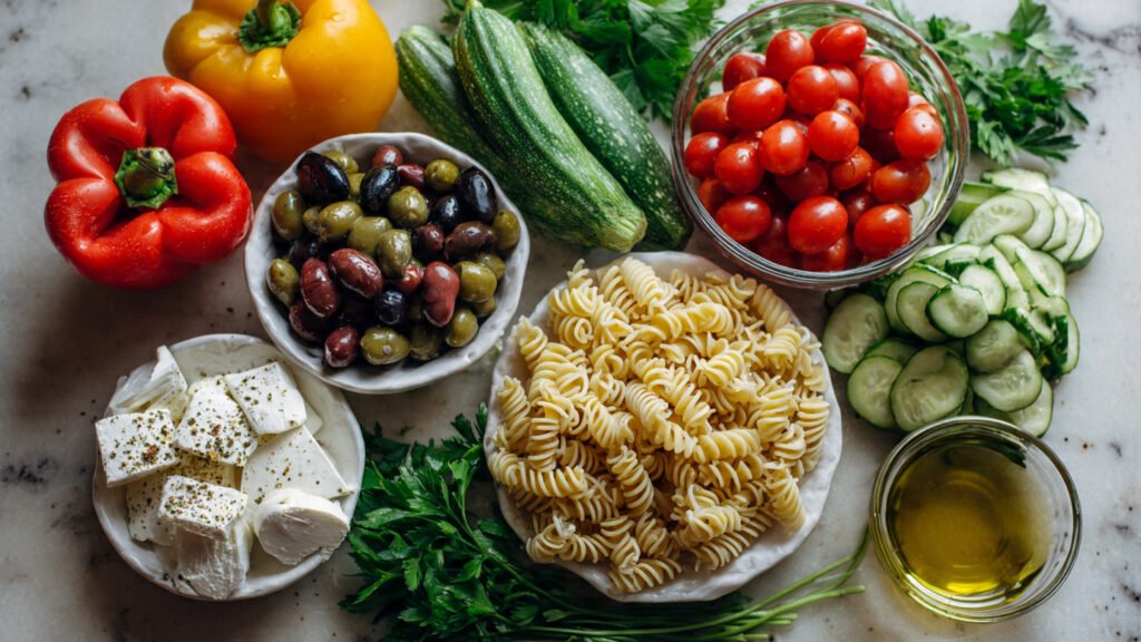 Classic Italian Pasta Salad ingredients