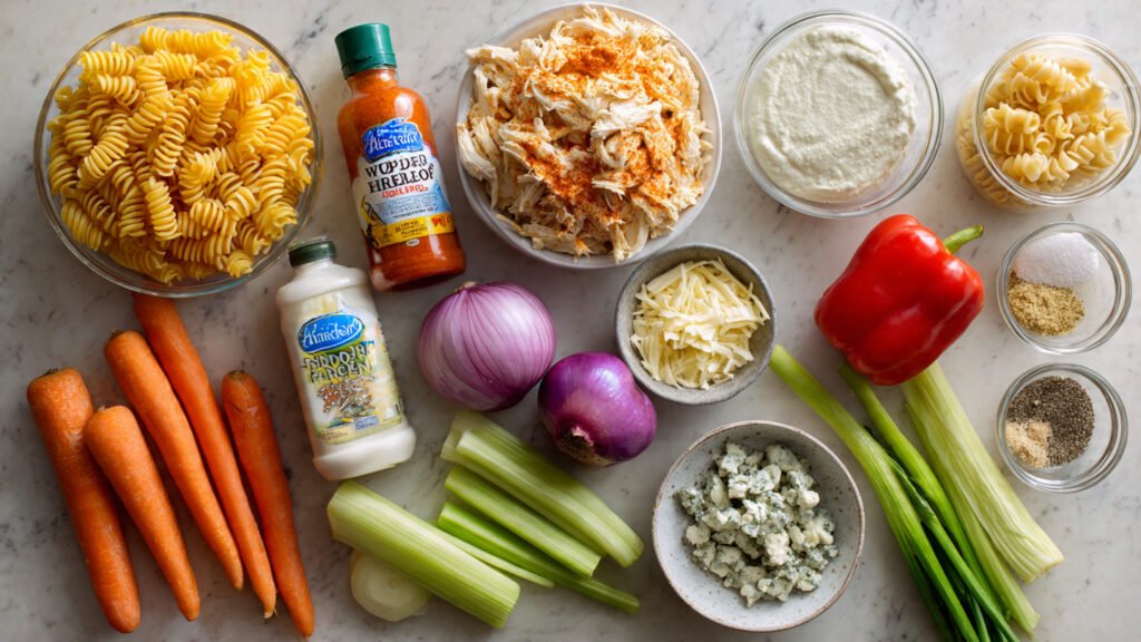  INGREDIENTS OF Buffalo Chicken Pasta Salad
